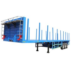 China Steel 3-Axle Flatbed Semi Trailer 20ft 40ft 40-60 Ton Payload on sale
