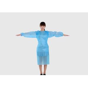 Anti Bacterial Blue Disposable Overalls Ultrasonic Seams Plastic Isolation Gowns