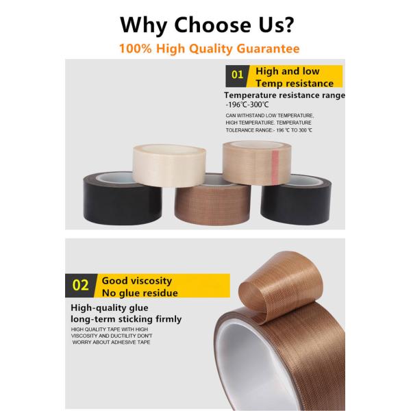 300 Degree Celsius Resistance Silicone Adhesive PTFE Tape For Vacuum Sealer