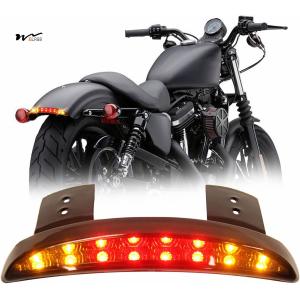 Motorcycle LED Rear Fender Edge Brake Light with License Plate Tail Light Black