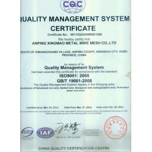 anping xingmao metal wire mesh co.,ltd Certifications