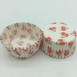 Cherry Pattern Greaseless Cupcake Liners , Muffin Cake Paper Cups For Children