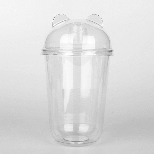 Quality Clear Pet Plastic Dessert Custom Printed Plastic Cups , Disposable Party Cups Bear Ear Dome Lids wholesale
