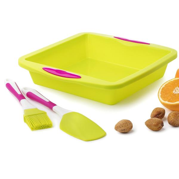 Quality Square Cake Pan Baking Mold MeatLoaf bread Pie set with Spatula and Brush Extra Thick and Solid Silicone wholesale