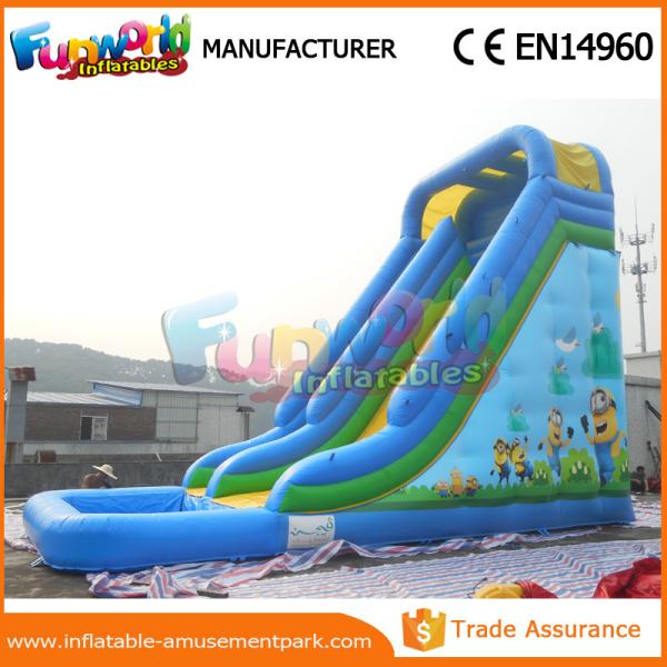 Quality Durable Minion Outdoor Inflatable Water Slides Inflatable Bouncer Slide With Pool wholesale