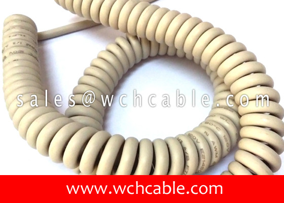 UL20554 WCH Cable Produced Polyurethane Coated Spiral Coil Cable 80C 30V