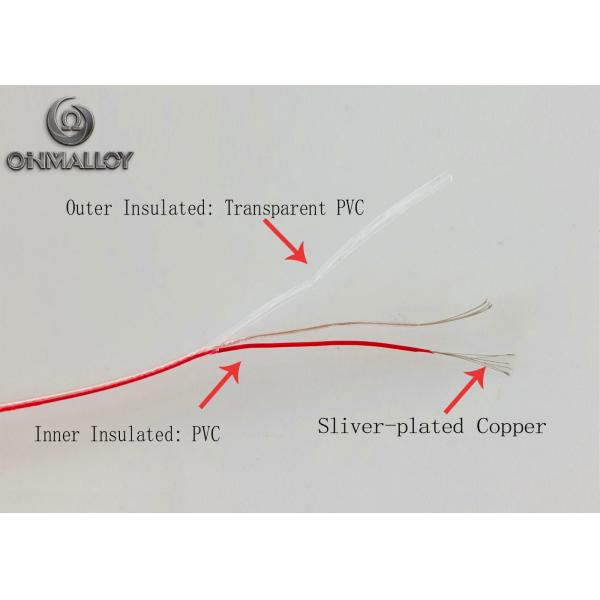 Ultra thin k thermocouple wire 40 AWG PVC Coated 2 * 7 * 0.08mm IEC Listed