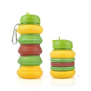 China Doughnut Collapsible Water Bottle For Kids 19oz BPA Free Leakproof Silicone Rainbow Water Bottles For School Students on sale