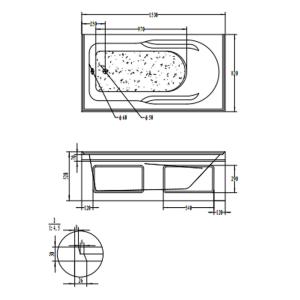 cUPC skirted acrylic bathtub price three sides double tile flange 4mm pure