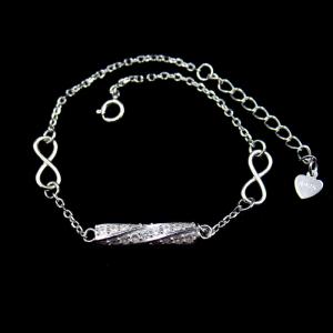 China Customized Silver Cubic Zirconia Bracelet Rhodium plating Bar Shape on sale
