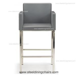 Fixed Counter 98CM 52CM metal Grey Faux Leather Bar Stools
