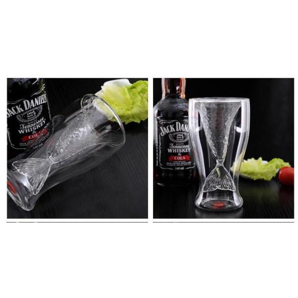 Transhome Mermaid Glass 100ml Vodka Shot Glass Cup Beer Mug Creative Novelty Crystal Double Wall Transparent Mermaid Sho