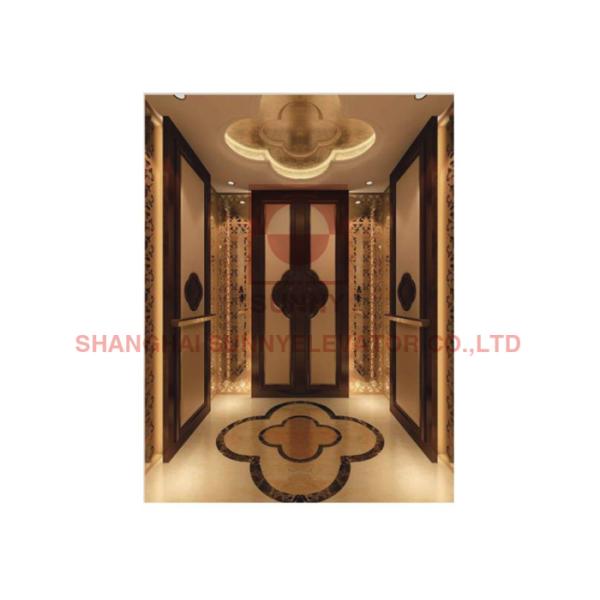 Quality Golden Mirror Etching Traction Passenger Elevator With Manarch Control wholesale