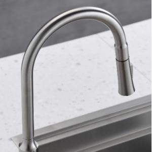 CUPC Single Handle Gooseneck Kitchen Faucet Extendable Kitchen Tap With Flexible