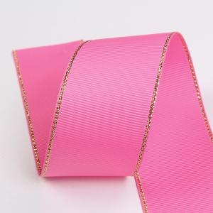 2.5cm Polyester Gold Edge Double Face Grosgrain Ribbon for Christmas Tree and