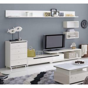 Cheap Pre Finished White Particle Board TV Stand With Large Capacity Sliding Drawers for sale