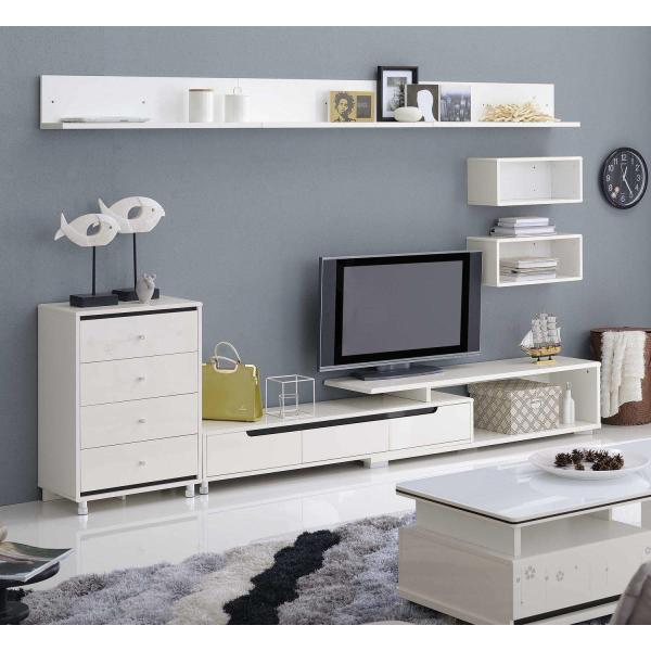 Pre Finished White Particle Board TV Stand With Large Capacity Sliding Drawers