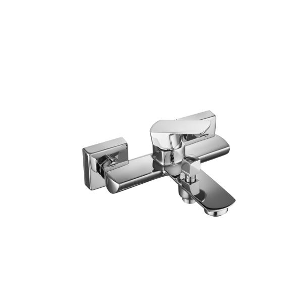 Brass Wall Mounted Shower Mixer Taps Faucet Polished With Adjustable Temperature