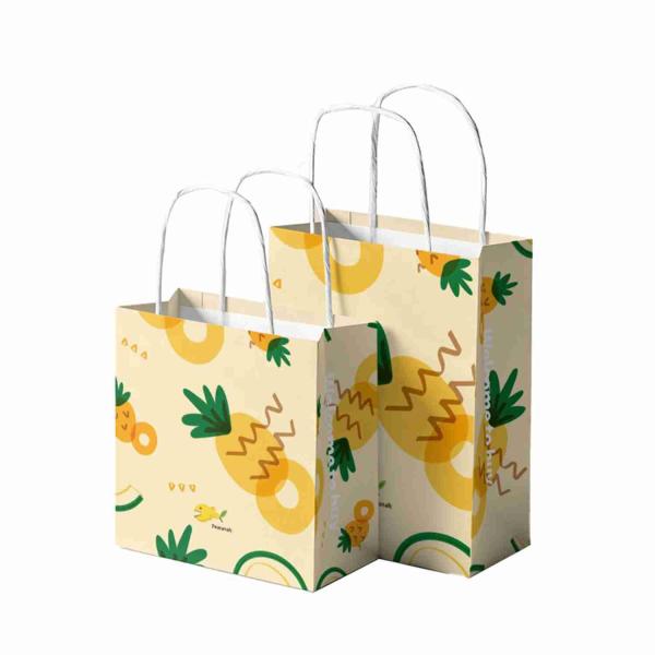 Quality Pineapple Printing Paper Craft Kraft Bags Bulk Tote wholesale