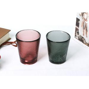 Cheap Hand Pressed 95mm Colored Glass Candle Holder With Customized Logo for sale