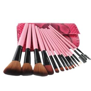 Cheap ODM Alumium Ferrul Professional Makeup Brush Sets With Pink Crocodile Case for sale