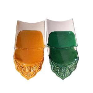 Authentic old glazed green Chinese roof tiles for building