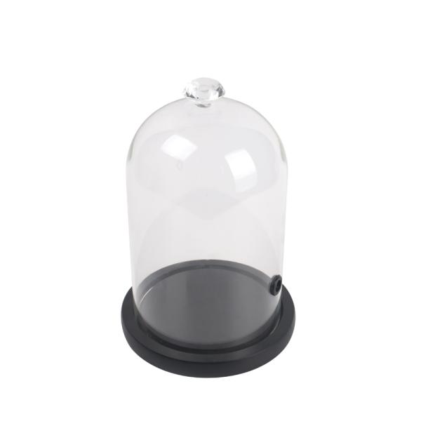 Glass Dome with Wooden Base Glass for candle Mini Cake Stand Glass Display Dome