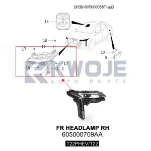 605000709AA Car Headlights Right Head Lamp Assembly For Exeed RX