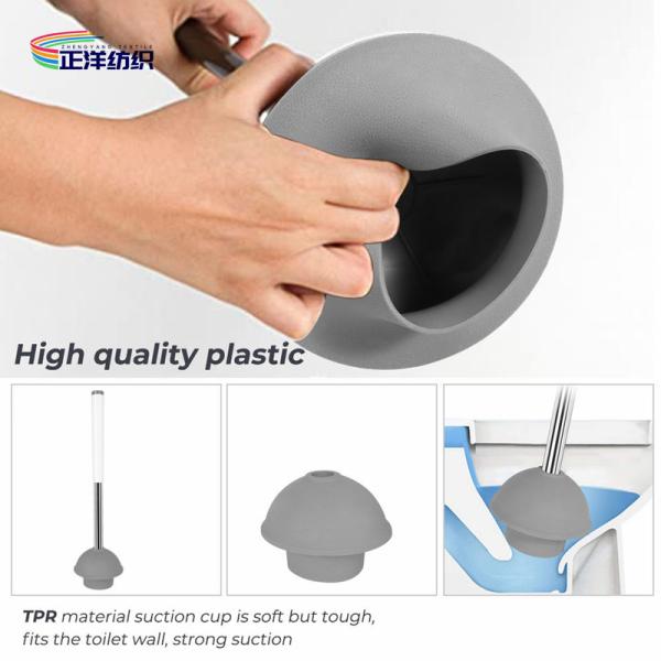 12" Bathtub Long Handle Cleaning Brush TPR Silicone Material Toilet Brush With Plunger And Holder Combo
