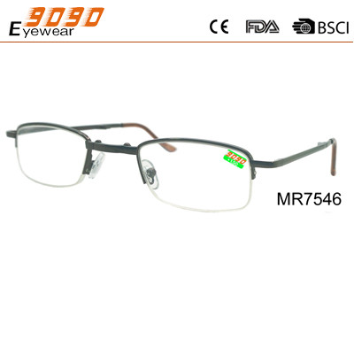 Quality 2018 new style fanshionable half rim reading glasses with metal frame, Power rang : 1.00 to 4.00D wholesale