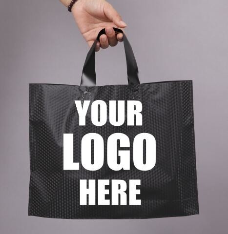 Compostable bio eco Merchandise Bag With Die Cut Handles Tear Resistant Strength