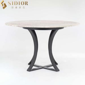 China OEM Round Natural Marble Dining Table 120cm Dia For Hotel Cafe on sale