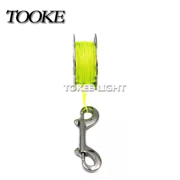 High Strength Diving Reel Stainless Steel Scuba Dive Reel With Green Nylon Line