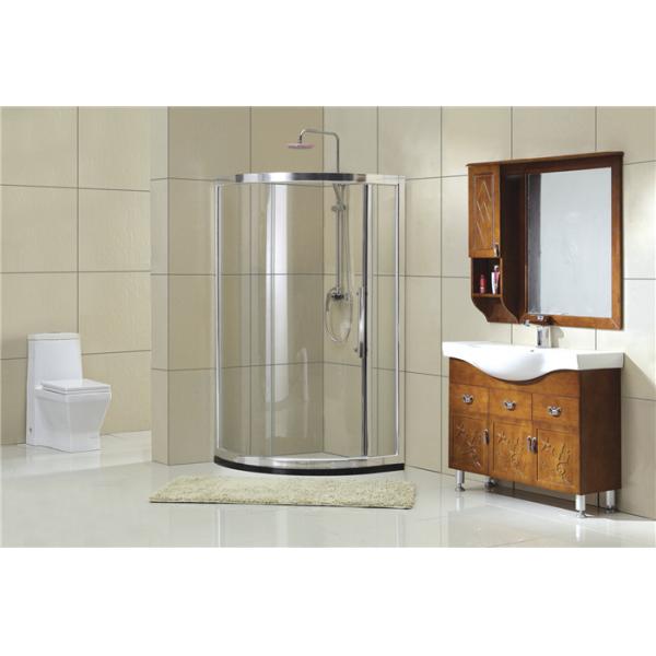 Quality Bright Silver  Round Shower Cubicles One Moving Door for Home / Hotel wholesale