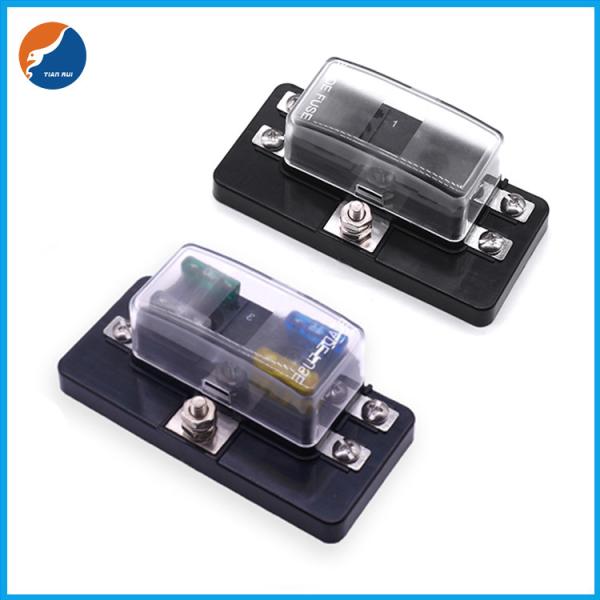 Quality PBT Base PC Transparent Cover 4 Ways Automotive Car Blade Fuse Box With Screw Terminals wholesale