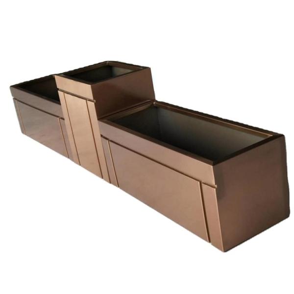 Wood grain stainless steel flower pots & planters outdoor square large
