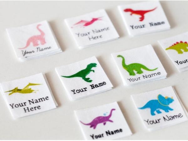 Quality Kids Animal Design Custom Printed Clothing Labels Cotton Printed Dinosaur wholesale