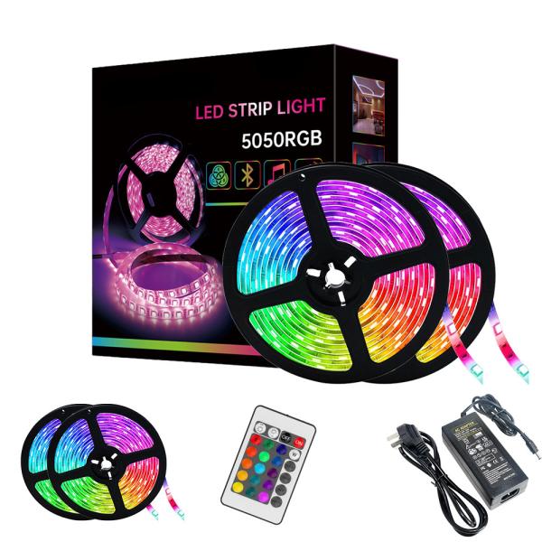 Quality 12V 10m 24 Keys IR Remote Control 600LEDs 5050 Flexible RGB LED Strip Light Kit for Indoor Decoration wholesale