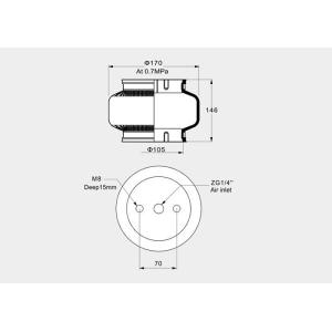 Single Convoluted Industrial Air Spring 155146K-1 For Board and Scrap Handling