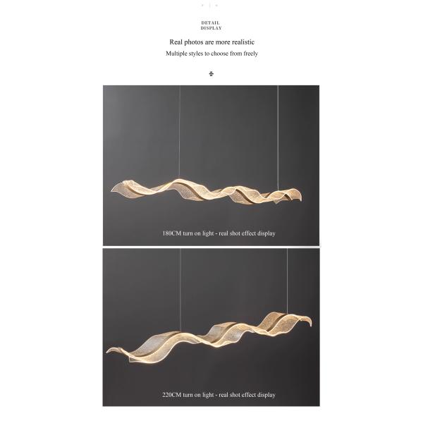 Nordic Chandelier Modern Luxury Large Long Strip Wave Shape Acrylic Lamp Bar Hotel Home Decorative Chandelier Hanging Lamp