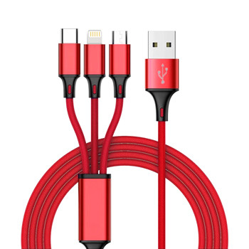 Quality 3 In 1 USB Data Charging Cable Nylon Braided Material ROHS Certificate wholesale