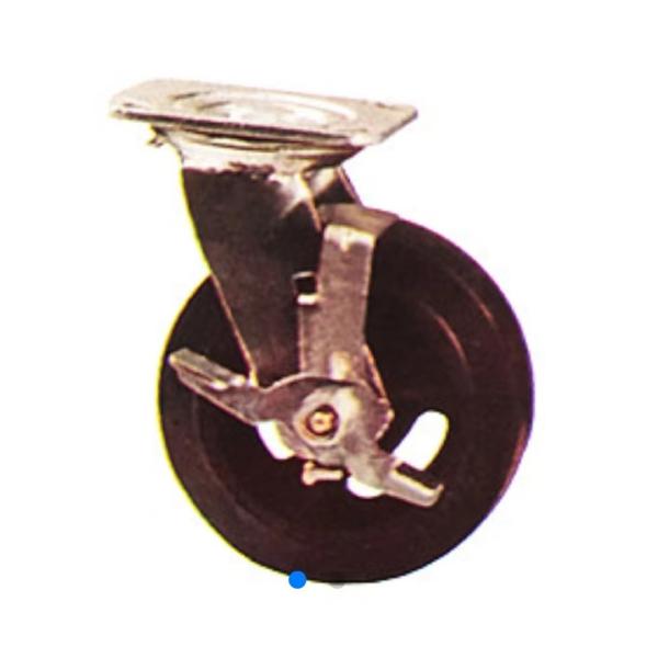 Steel Core Dumpster Casters 4" Rubber Heavy Duty Castors With Brakes