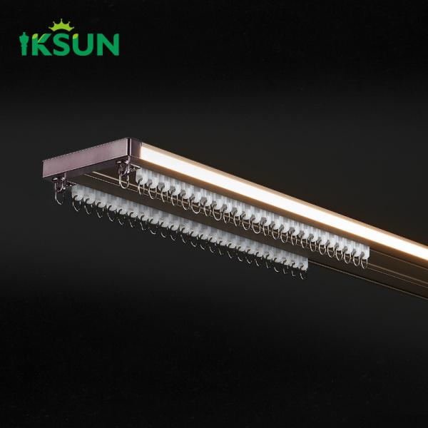 Quality New Double  Heavy Duty Aluminium Curtain Track With LED Light Optional Tracklight Rail System  wholesale