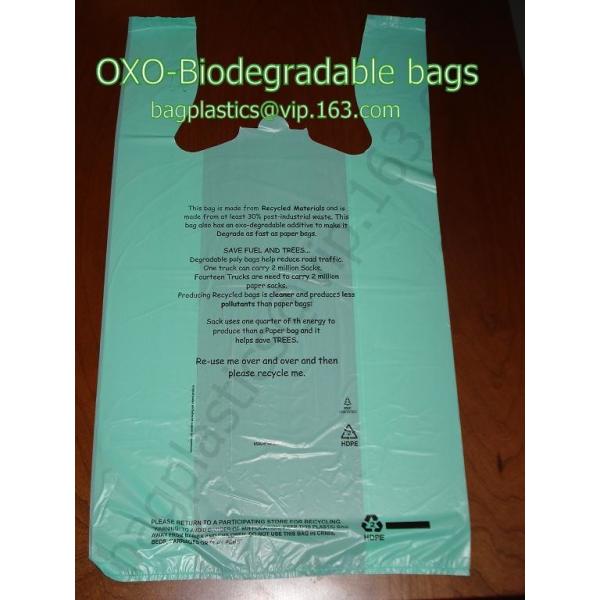 En13432 certified compostable bag on roll, 100% Compostable Vest Carrier Plastic