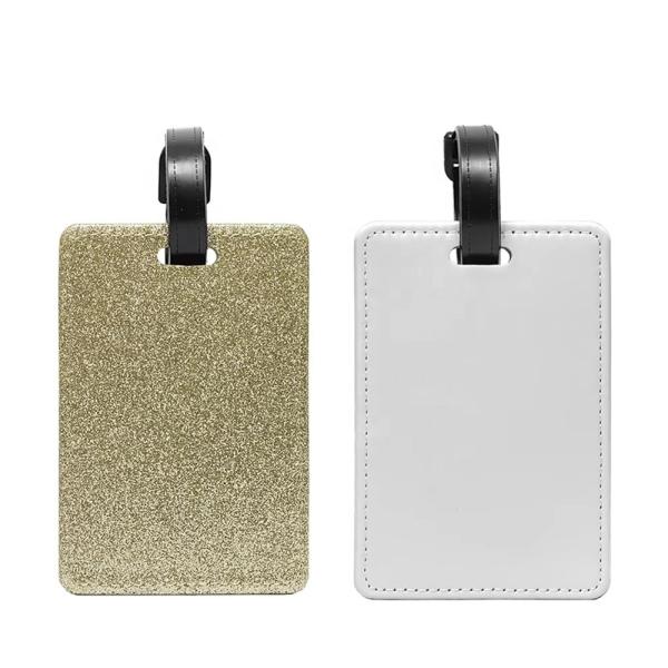 Sublimation Luggage Tag Blanks DIY Print PU Leather Glitter Back Blank Sublimation Luggage Tags