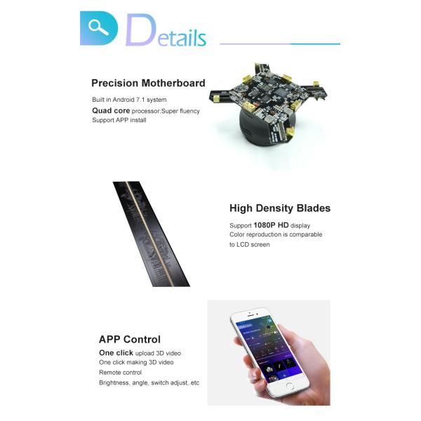 3D Hologram LED Fan Projector Splicing Cylindrical Hologram Human Cabinet Advertising Display