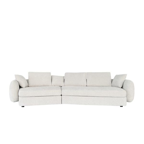 Modular Sectional Fabric Sofa Beige 2 Piece Set Sofa High Density Sponge Padded