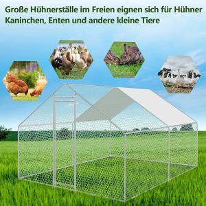 4m x 4m Steel Walk in Chicken Run Enclosure Rabbit Hutch Poultry Coop Duck House