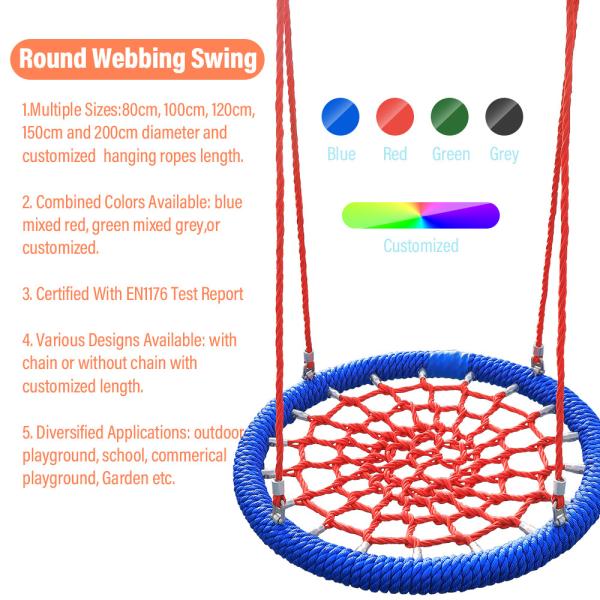 High Grade Classic Style Red Blue Bird Nest Swing for Playground with 120cm Dia