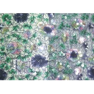 Multi-color 3D Sequin Lace Fabric Navy Customized Lace Dress Design